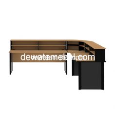 Meja Kantor Size 160 - MP 160 + MP 160 + MP RC 160 + MP RC 160 + MP RC 075 + Metal Pole / Beech 